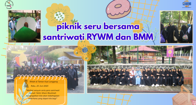 Kolase Foto Piknik Bersama Sahabat Ilustratif Ceria Biru dan Kuning